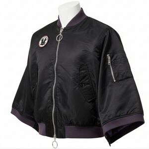 Once We Were Warriors Women Cropped Bomber Jacket Black Oversized Zip Up Streetw